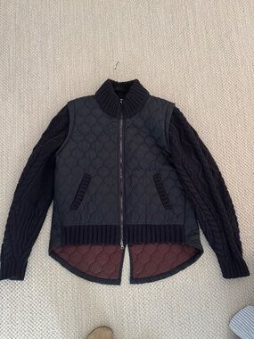 Veronica Beard Patra Mixed Media Jacket Large Navy